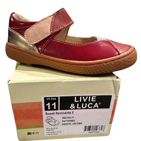 Livie & Luca - Sweet Remanant II Red Multi Patterned Girls Dress Shoes | Size 11 - Picture 9 of 15